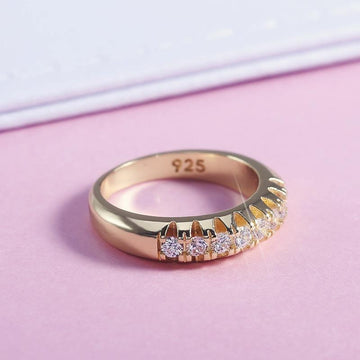 High Quality Golden Color Halo Micro Paved AAA+ Cubic Zirconia Diamonds Ring - The Jewellery Supermarket